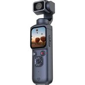 Azurtech 4K Ultra Hd Profesyonel Aksiyon Kamerası | Vlog Kamera, Gimbal, 330° Dönebilir, Yüksek Stabilizasyon, Yüz - Siyah