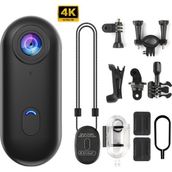 Azurtech Mini Wifi Aksiyon Kamerası 4K Giyilebilir Aksiyon Kamera - Su Geçirmez Tasarım - Ses ve Görüntü - Motorsiklet Görüntü Kaydı - Siyah