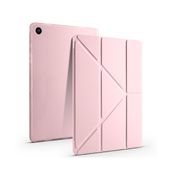 Babilden Samsung Galaxy Tab A9 Plus X210/Galaxy Tab A11+ ile Uyumlu Kalem Bölmeli Trifolding Cover Tablet Kılıf Katlanabilir Standlı Otomatik Uyku Modlu Darbe Emici İnce Tasarım Kumpembe