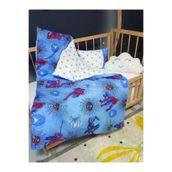 Baby Clime USR-6-90130-1. Erkek Bebek Uyku Seti - Çift Taraflı 95X135 Yorgan, Yastık, Çarşaf, Hediye Bulut Yastık