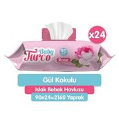 Baby Turco 24x90 Adet Gül Kokulu Bebek Islak Mendil