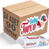 Baby Turco 24x90 Yaprak Beyaz Sabun Kokulu Plastik Kapaklı Islak Havlu Mendil
