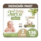 Baby Turco Doğadan No:2 Mini 136 Adet Bebek Bezi