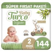 Baby Turco Doğadan No:2 Mini 144 Adet Bebek Bezi