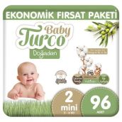 Baby Turco Doğadan No:2 Mini 96 Adet Bebek Bezi
