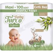 Baby Turco Doğadan No:4 Maxi 100 Adet Bebek Bezi