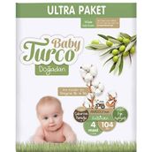 Baby Turco Doğadan No:4 Maxi 104 Adet Bebek Bezi