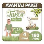 Baby Turco Doğadan No:4 Maxi 180 Adet Külot Bebek Bezi