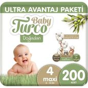 Baby Turco Doğadan No:4 Maxi 200 Adet Bebek Bezi