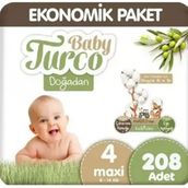 Baby Turco Doğadan No:4 Maxi 208 Adet Bebek Bezi