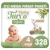 Baby Turco Doğadan No:4 Maxi 328 Adet Bebek Bezi