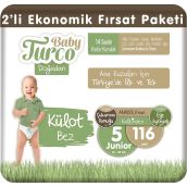 Baby Turco Doğadan No:5 Junior 116 Adet Külot Bebek Bezi