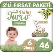 Baby Turco Doğadan No:6 Xlarge 46 Adet Bebek Bezi
