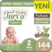 Baby Turco Doğadan Pofuduk No:2 Mini 144 Adet Bebek Bezi