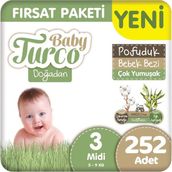Baby Turco Doğadan Pofuduk No:3 Midi 252 Adet Bebek Bezi