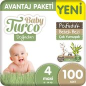 Baby Turco Doğadan Pofuduk No:4 Maxi 100 Adet Bebek Bezi