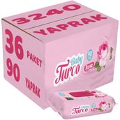 Baby Turco Gül Rose Plastik Kapaklı 36x90 Yaprak Islak Havlu Mendil