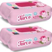 Baby Turco Islak Havlu Mendil 90 Yaprak Gül Kokulu 2 li Set 180 Yaprak Plastik Kapaklı
