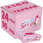 Baby Turco Islak Havlu Mendil 90 Yaprak Gül Kokulu 24 lü Set 2160 Yaprak Plastik Kapaklı