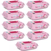 Baby Turco Islak Havlu Mendil 90 Yaprak Gül Kokulu 9 lu Set 810 Yaprak Plastik Kapaklı