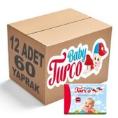 Baby Turco Klasik 12'li 60 Yaprak Plastik Kapaklı Islak Mendil