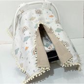 Babycity Pamuk Müslin Çok Amaçlı Çift Katlı Müslin Puset Örtüsü ve Minderi - 0 - 13 kg - Bej