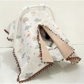 Babycity Pamuk Müslin Çok Amaçlı Çift Katlı Müslin Puset Örtüsü ve Minderi - 0 - 13 kg - Beyaz
