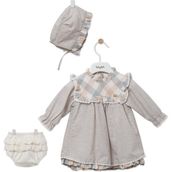Babydola Şapka Makosen Çorap Külotlu 5'li Kız Bebek Elbise Yenidoğan Hediye Seti 12608 - 1,5 Yaş - Gri