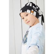 Babygiz Erkek Çocuk Beyaz Siyah İp 4 Mevsim Şapka Bere Buff Yumuşak Penye - Beyaz - Siyah - 4 - 6 Yaş