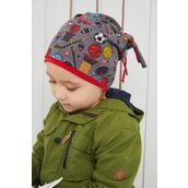 Babygiz Erkek Çocuk Füme Spor Desenli Şapka Bere Yumuşak Çift Katlı %100 Doğal Pamuklu Penye
