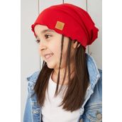 Babygiz Kırmızı Kız Çocuk Bebek Şapka Bere Yumuşak %100 Pamuklu Penye Trend Seri