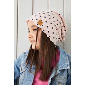 Babygiz Pudra Siyah Puantiye Kız Çocuk Bebek Şapka Bere Yumuşak %100 Pamuklu Penye Trend Seri - 14+ Yaş