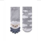 Babyjem Gri 6-12 Ay Diş Kaşıyıcılı Havlu Bebek Çorabı