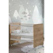 Babywhen Bw1026 - Pratik Kademeli Tekerlekli Bebek Beşik Ahşap 60X120