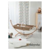 Babywho Bw2111 - Ahşap Bebek Hamak Beşik - Sallanır Sabitlenir Hamak Beşik - Kahve