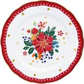 Baci Milano Mamma Mia Çiçek Desenli 28 CM Kırmızı Yemek Tabağı