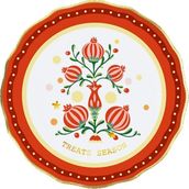 Baci Milano Mamma Mia Nar Desenli Tatlı Tabağı Kırmızı - Çok Renkli