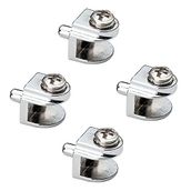 Badem10 4 Adet Cam Raf Tutucu Metal Cam Etejer Pimli Krom Metal Vidalı