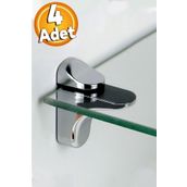 Badem10 4 Adet Pelikan Ayarlanabilir Cam Etejeri Metal Vidalı Krom Etajer Cam Tutucu Ahşap Raf Tutucu