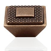 Badem10 Button Çekmece Mutfak Dolap Kapak Antik Bakır Metal 16 mm Kulp