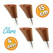Badem10 Clara Kahverengi Krom Renk 15 cm Mobilya Kanepe Sehpa TV Ünitesi Baza Koltuk Ayağı