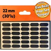 Badem10 Eva Bazlı Darbe Ses Kapı Stoperi Keçe Yapışkanlı 22 mm (30'lu Paket) Dolap Kapak Çekmece Oval Siyah