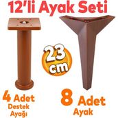 Badem10 Kale Mobilya Ayağı 12'li Set Robot Süpürge için Koltuk Kanepe Sehpa Destek 23 cm Kahverengi Ayak
