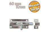 Badem10 Kapı Sürgüsü Küçük Metal Krom Mavzer Sürgü Sürgülü Kilit 25x40 mm Kapı Pencere Emniyet Kilidi