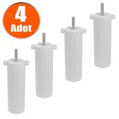 Badem10 M8 Civata Ayarlı Beyaz Ayak 14 cm 4 Adet Kanepe Baza Koltuk Destek Ayağı