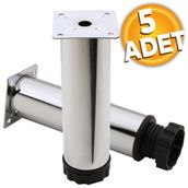 Badem10 Mobilya Kanepe Baza Koltuk Destek Ayağı Ayarlanabilir 15 cm 5 Adet Krom Metal Ayak
