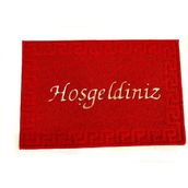 Bademler Halı Kapı Önü Paspas Hoşgeldiniz Yazılı Plastik Kıvırcık Paspas 40X60CM - 40 x 60 cm - Kırmızı