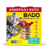 Bado Kısırlaştırılmış Yetişkin Somonlu 5x1 kg Kedi Maması