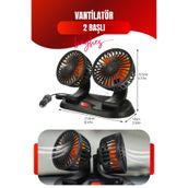 Baghes Çift Başlı Araç İçi Vantilatör 12V Çakmak Girişli Ayarlanabilir Oto Fan
