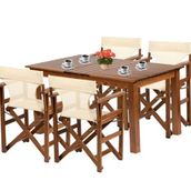 Bahçeme Rejisör Lüks 80x160 Sabit Ayaklı Masa + 4 Pvcli Katlanır Sandalye Bahçe Takımı